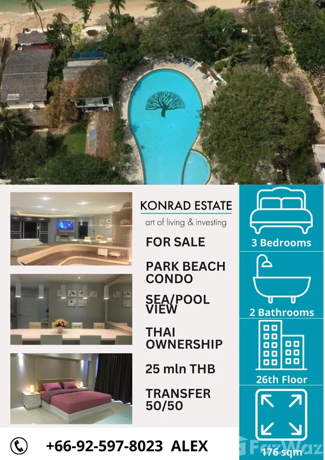 picture Park Beach condo 2Bed/2Bath 176 sqm 26th Floor TQ - 1/20