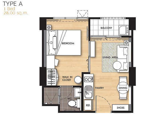 1 Bedroom TYPE A floor plan
