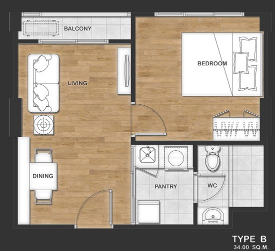 1 Bedroom floor plan