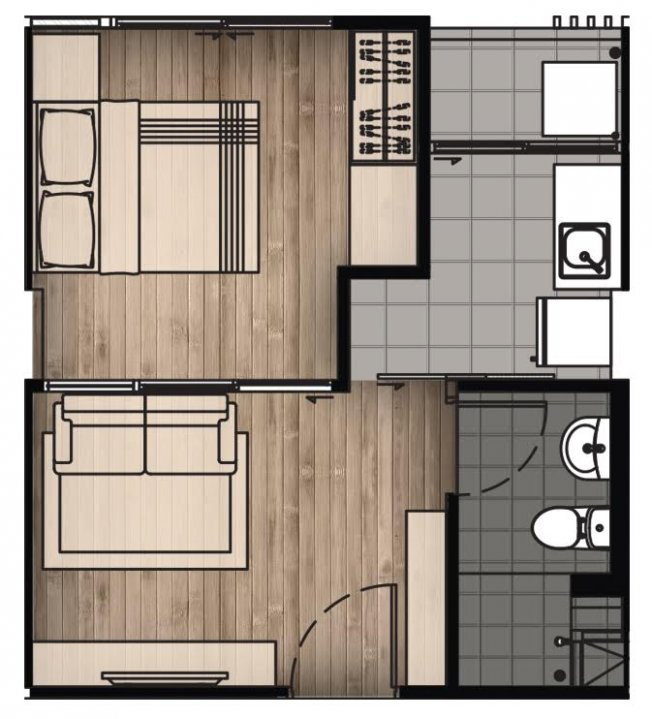 1 BEDROOM floor plan