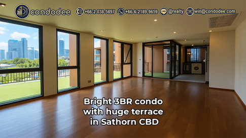 3-Bed Condo with Huge Terrace at The Hudson Sathorn 7 for Sale